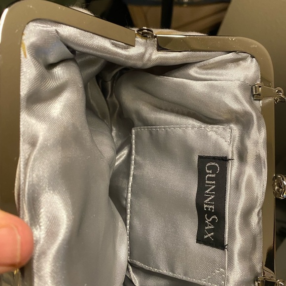 Gunne Sax Pleated Metallic Fabric Crossbody Purse. - Picture 3 of 4